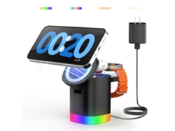 Cargador 3 En 1 Para Magsafe: Estación De Carga Inalámbrica Plegable Con Luces Nocturnas - Base De Carga Magnética Para Iphone 15/14/13/12 P