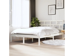Estructura De Cama Doble De Madera Maciza Blanco 135x190 Cm