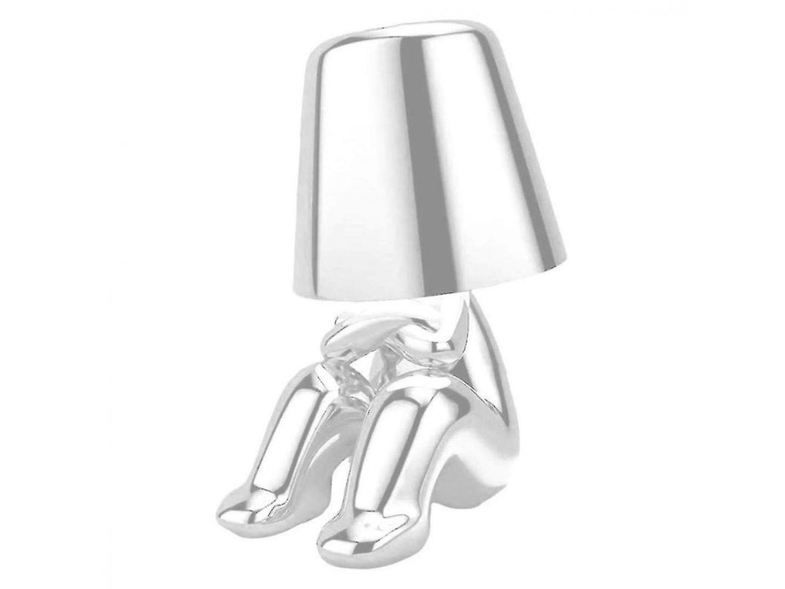 2026-lámpara De Mesa Portátil Recargable Con Control Táctil 3 Niveles Brillo Usb Decorativa Figura Pensador Oro G Plata