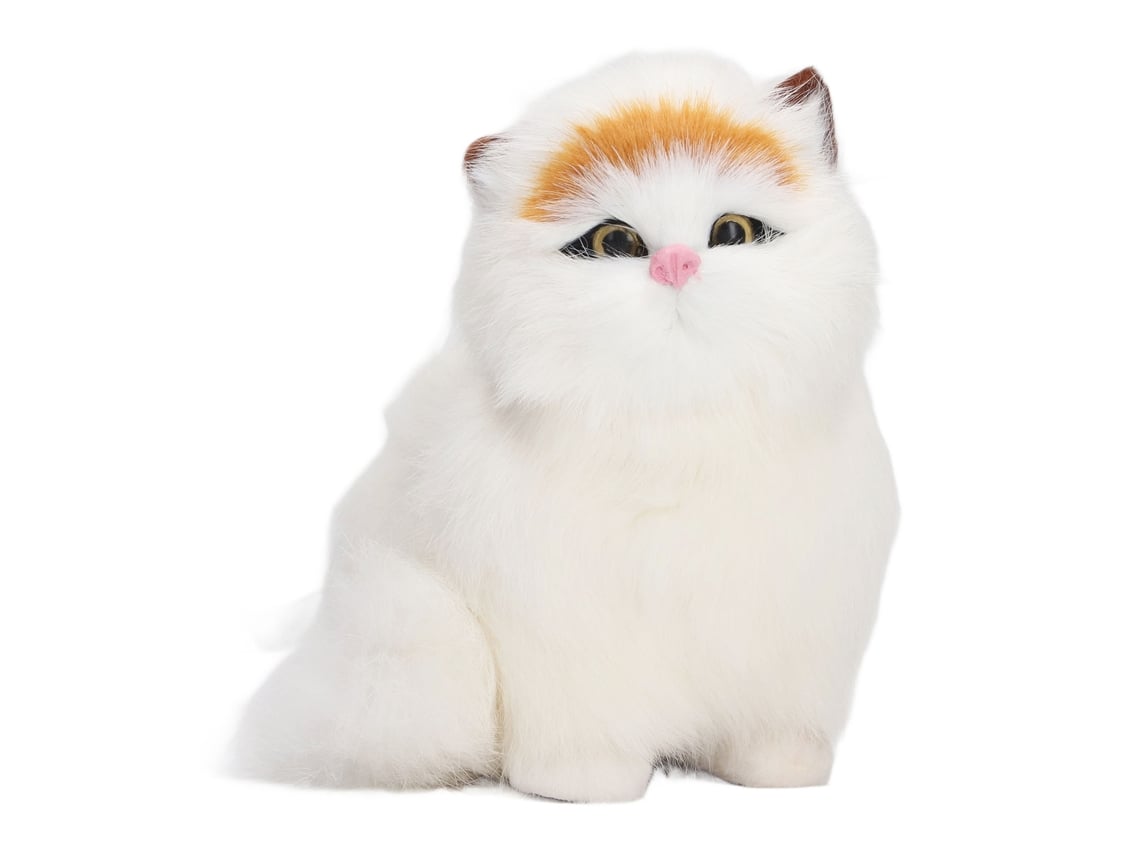 Ats-estatsua De Gatso De Pelo Sintético Divertida Y Exquisita Figura De Gatso Peludo Simulada Decoración Para Hogar Ventana Ojos Abiertos