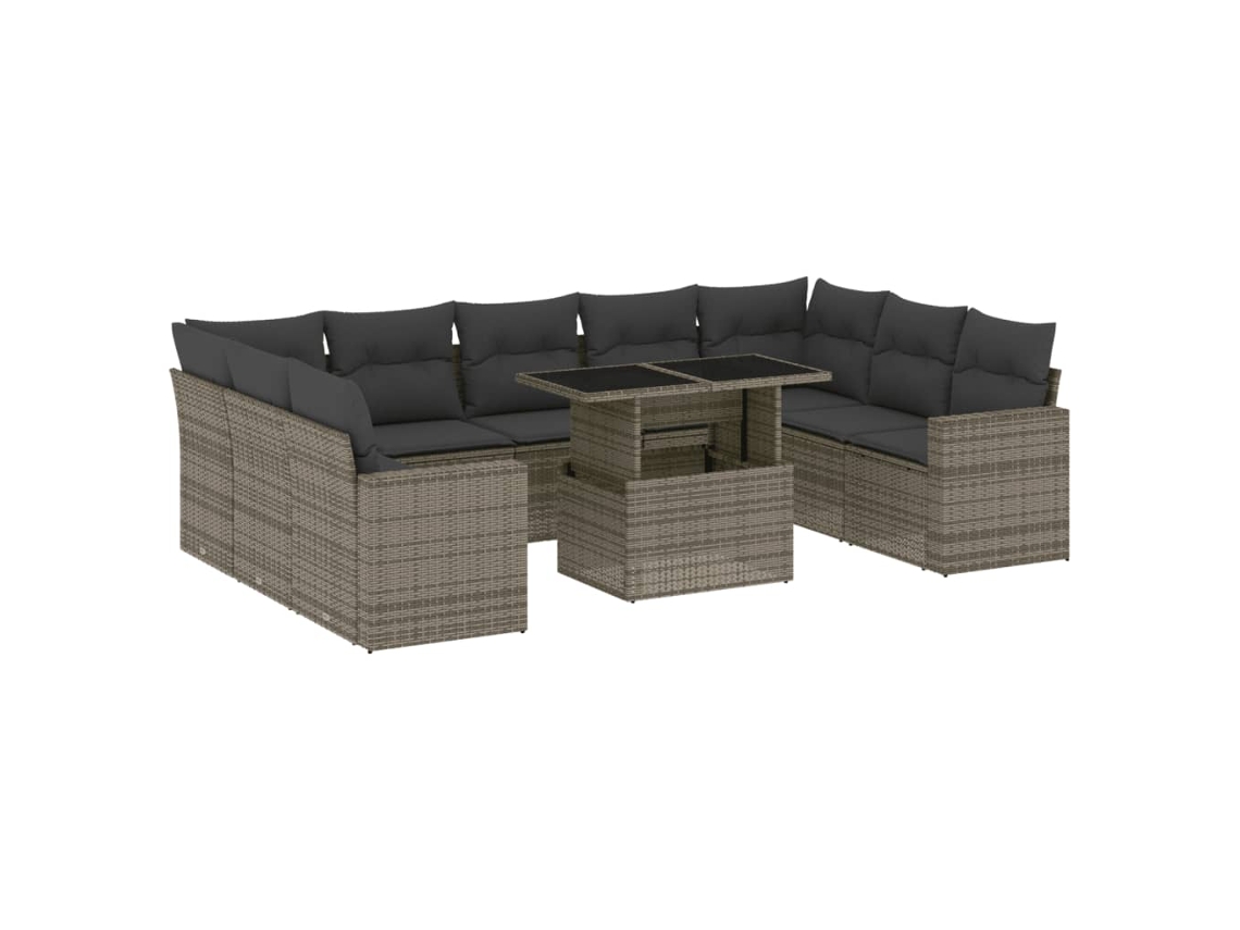 Maison Exclusive - Set De Sofás De Jardín 10 Pzas Con Cojines Ratán Sintético Gris
