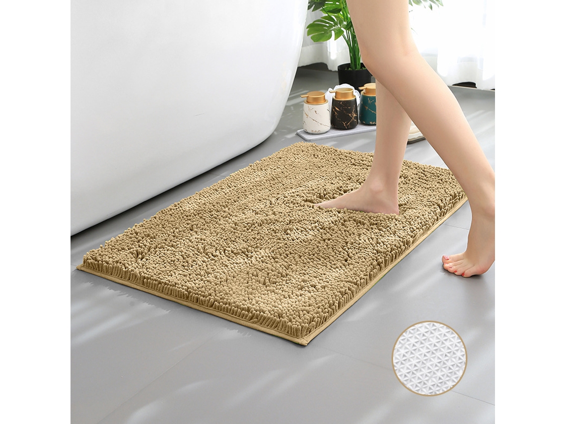 Alfombra de Baño LUUCOZK Antideslizantes Absorbentes Secado Rápido Decoración Parte Inferior Poliéster Beige (50x80cm)