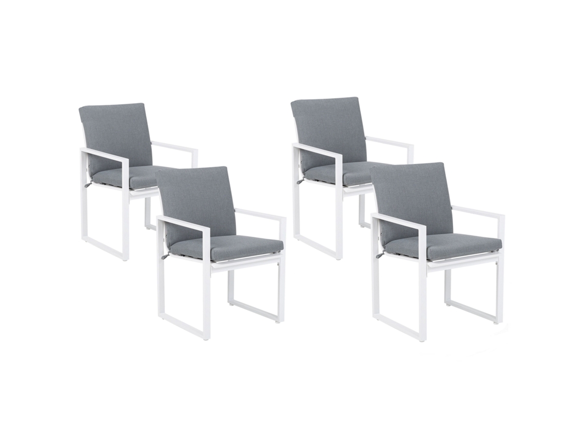 Conjunto De Cadeira De Jardim Resistente E Confortável Beliani Pancole De Tecido Cinzento 57x51x87