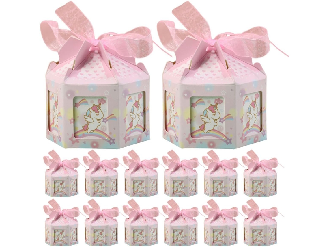 Cajas De Papel Con Lazo Rosa Para Recuerdos De Boda, Paquete De 20