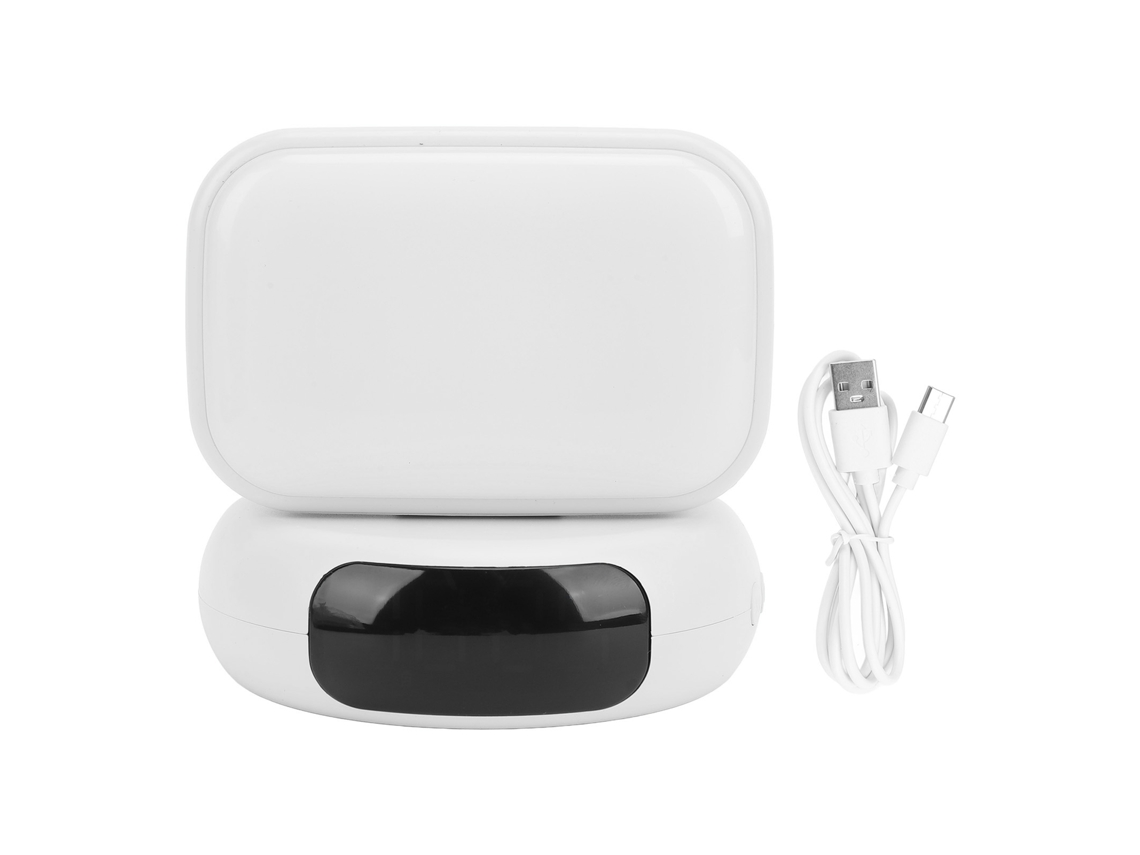 Lámpara De Escritorio Blanca Ajustable Con Luz Nocturna Led, Altavoz Bluetooth, Despertador, Reproductor De Música Y Altavoz Bluetooth.