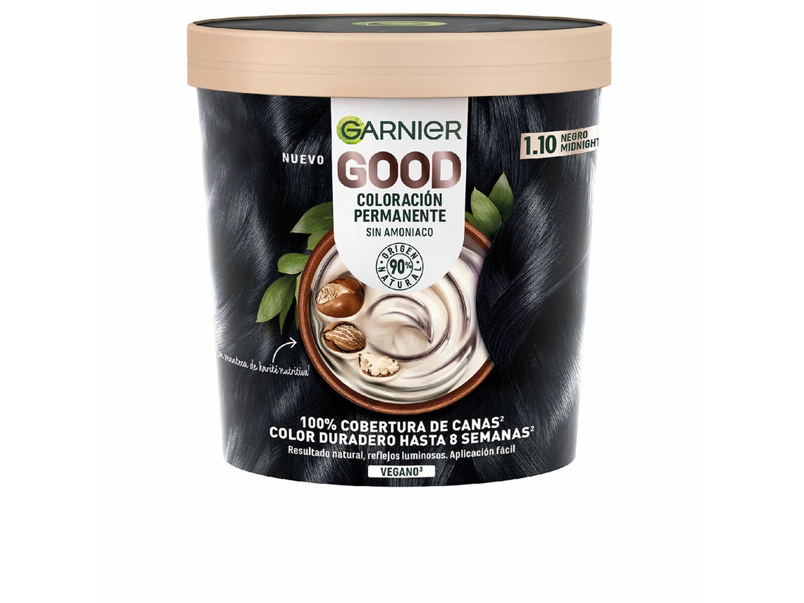 Coloración Permanente en Crema GARNIER Good (217 ml - Nº 1.10 Negro Midnight)