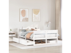 Estructura De Cama Sin Colchón Madera De Pino Blanca 150x200 Cm
