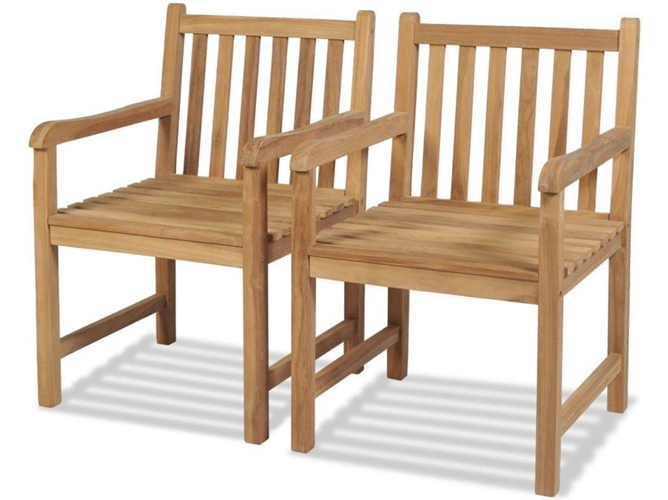 Conjunto 2 Silla Jardin VIDAXL Marrón Teca