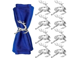 2026-8 Anillos Para Servilletas De Navidad Reno, Decoración De Mesa Para Fiestas Boda Y Uso Diario (plata)
