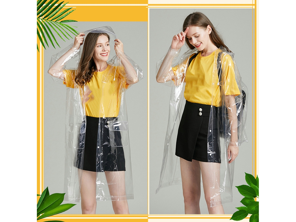 Impermeable transparente, plegable, ligero y reutilizable para estudiantes, talla M.