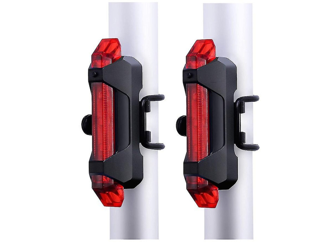 YIZHOOD Juego de luces para bicicleta recargables USB de 5 LED y 4 modos DES1412 (rojo)