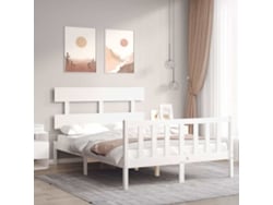 Cama De Matrimonio | Cama Para Adultos | Estructura De Cama Sin Colchón Madera De Pino Blanca 120x200 Cm