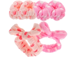 Diademax Pour Laver Le Visage Y De Spa Noeud, Conjunto 6 Pièces, Tissu Suave, Motifs Pois Rosa Pâle