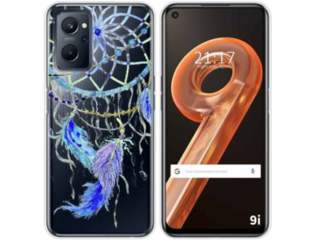 Carcasa Realme 9i TUMUNDOSMARTPHONE Dibujos Transparente Plumas Multicolor