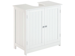 Mueble Para Lavabo De Baño Con 2 Puertas Y Estante Ajustable, Blanco Moderno, 60x30x60