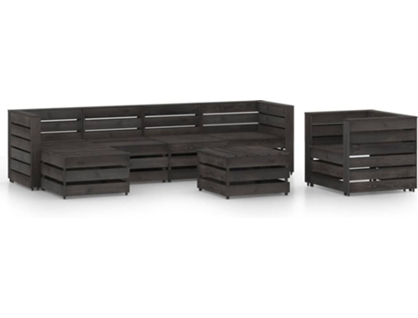 Conjunto 7 de muebles de jardín VIDAXL madera de pino impregnada gris