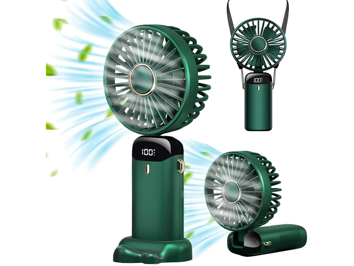 Miniventilador De Mão 90° 5 Velocidades (verde)