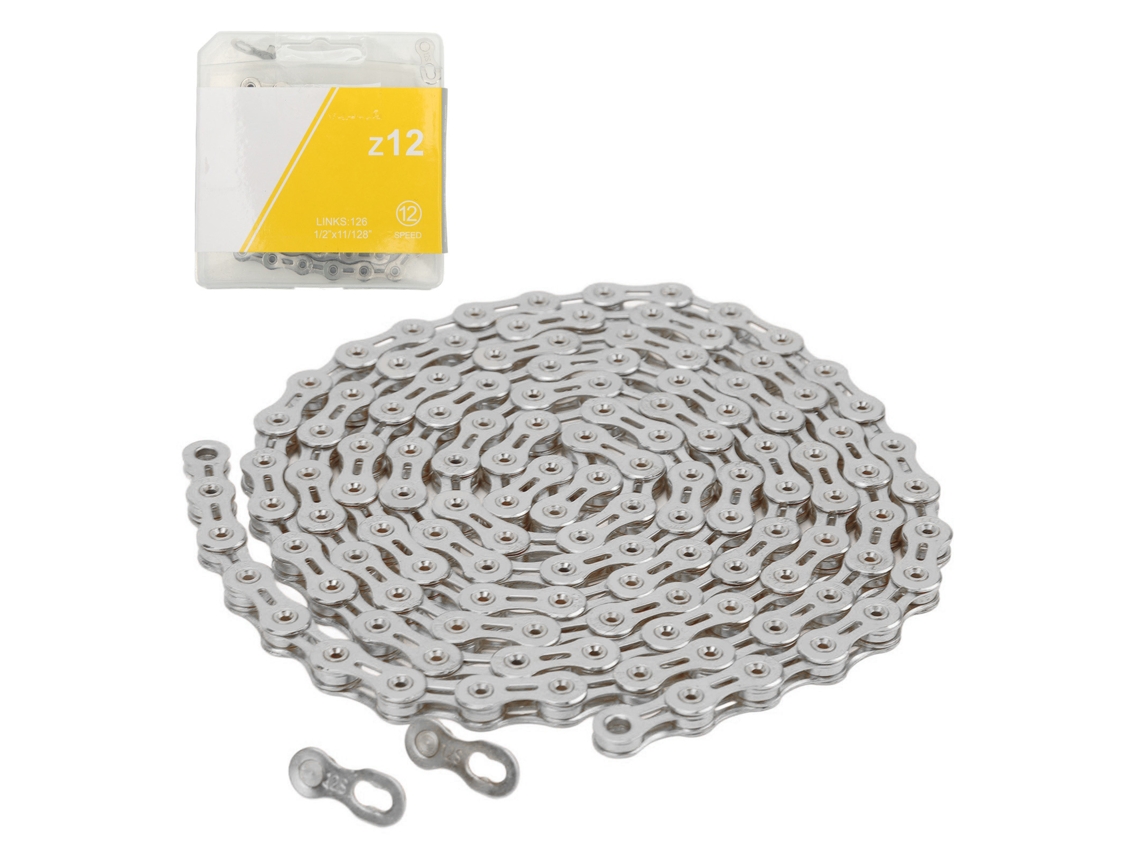 Cadena De Bicicleta De Acero Aleado De 12 Velocidades Con Estructura Hueca Para Bicicletas De Montaña Y De Carretera, Color Plata.