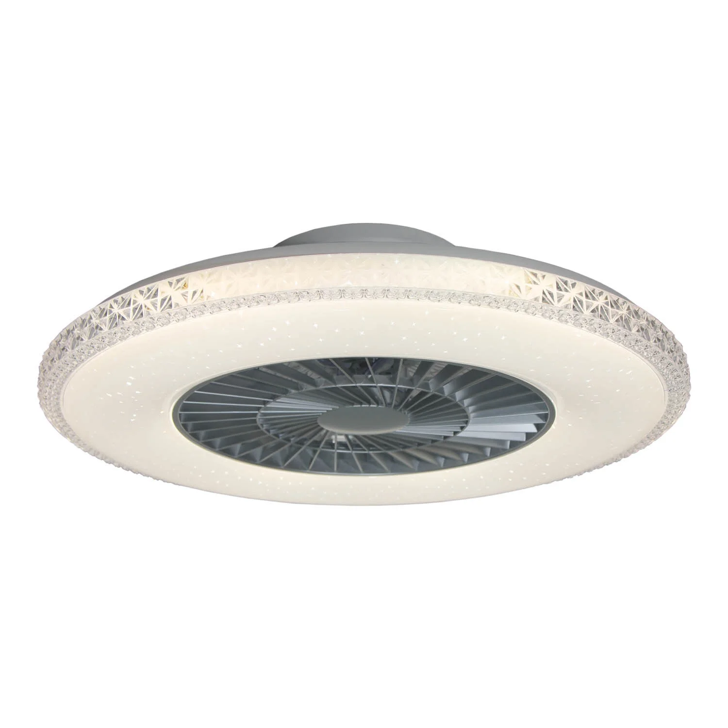 LÚZETE Ventilador de Techo Ventilador Led 40 W Regulable En Blanco Y Plata Joyce
