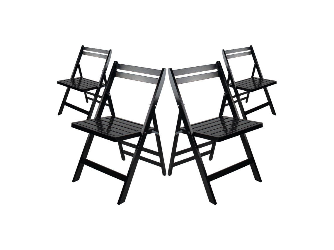 Pack 4 Sillas Plegables De Madera De Bambú Biano 46x44x78cm Thinia Home