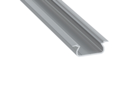 Perfil de aluminio anodizado Kimera Selde plateado con difusor y tapas opal, 2,02 m, Greenice