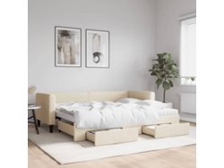 Sofá Cama Nido Con Cajones Tela Color Crema 80x200 Cm