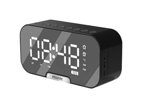 Mini despertador inalámbrico con altavoz Bluetooth y espejo