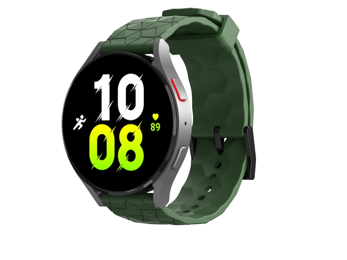 Pulsera Para Samsung Watch4 5 6 Banda De Reloj De Silicona Con Patrón De Fútbol Con 20 Mm Verde Ejército Veanxin