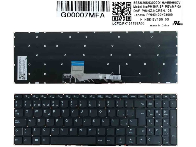 Teclado para Portátil Lenovo Ideapad 310S-15Isk 510S-15Isk 310S-15Ikb Negro Sin Marco