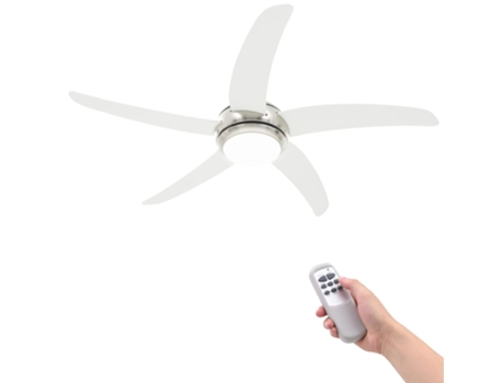 vidaXL Ventilador de techo adornado con lámpara 128 cm blanco