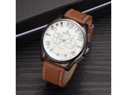 Reloj Digital Clásico De Moda Para Hombres Con Dial Redondo Y Cuero Pu Café
