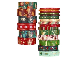 Cinta autoadhesiva, cintas decorativas de aluminio con elementos navideños populares para manualidades, decoración y scrapbooking.