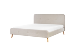 Cama con somier BELIANI Rennes de Lino Beige 191x216x107