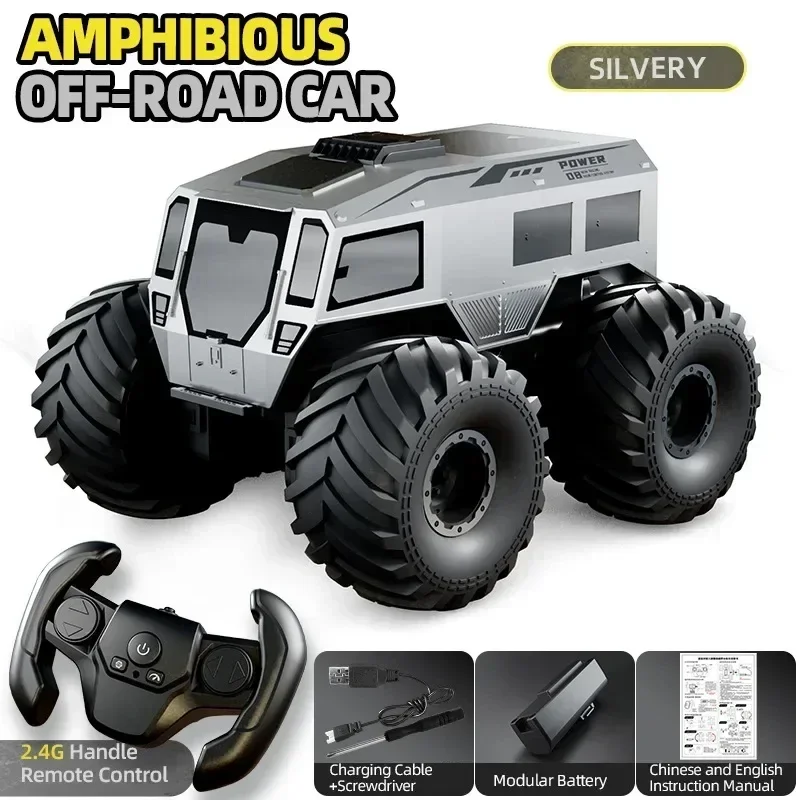 (plata) Coche Teledirigido 4x4, Vehículo Todoterreno Con Control Remoto Inalámbrico, Con Luces, Regalo Para Niños Y Niñas.
