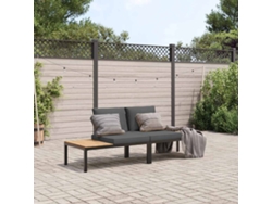 Juego de sofás de jardín de 2 piezas con cojines de aluminio negro Lovely Home