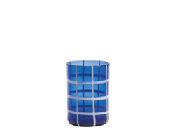 Zafferano Twiddle - Conjunto De 6 Copos De Vidro Soprado Azul, 35 Cl - Copos Artesanais Com Decoração Branca, Laváveis ​​na Máquina De Lavar Louça