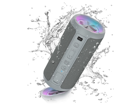 Altavoz Bluetooth Altavoces Bluetooth inalámbricos portátiles con luz LED volumen más alto y graves mejorados gris BISBISOUS