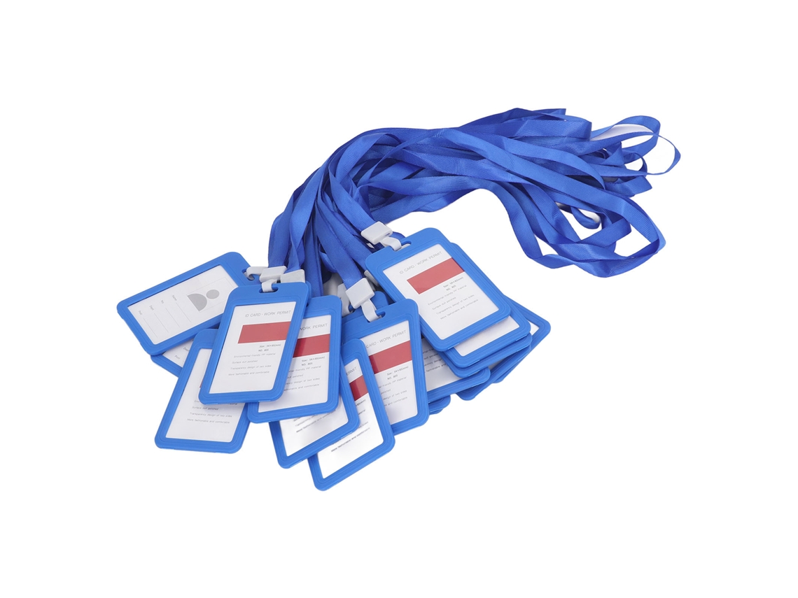 Juego De 20 Tarjeteros De Plástico De Doble Cara Con Cordón Para Estudiantes Y Empleados - Azul