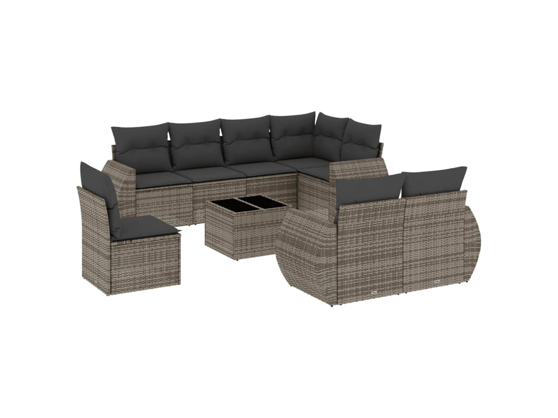 Maison Exclusive - Conjunto De Sofá De Jardín De 9 Piezas Con Cojines, Poliratán Gris