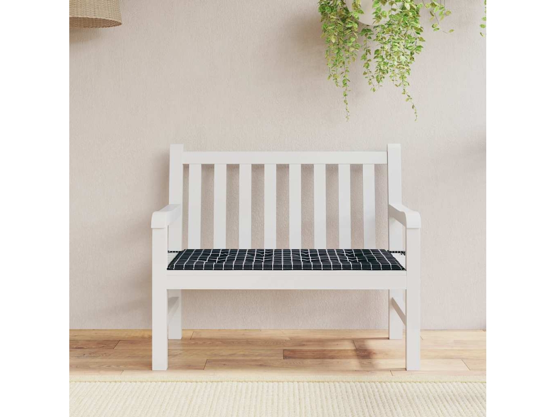 Cojín grande para banco de jardín, 120x50x4 cm, tela Oxford a cuadros negros, HARLANV1