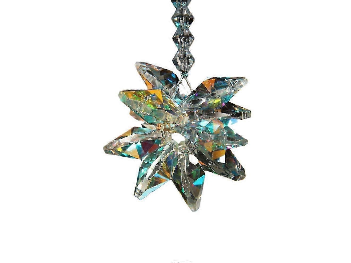 Colgante de cristal en forma de copo de nieve, creador de arcoíris, decoración para ventana.