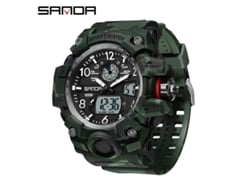 Reloj Electrónico De Moda (verde Camuflaje Y Blanco) Con Acabado Luminoso, Resistente Al Agua, A Prueba De Golpes Y Con Alarma.