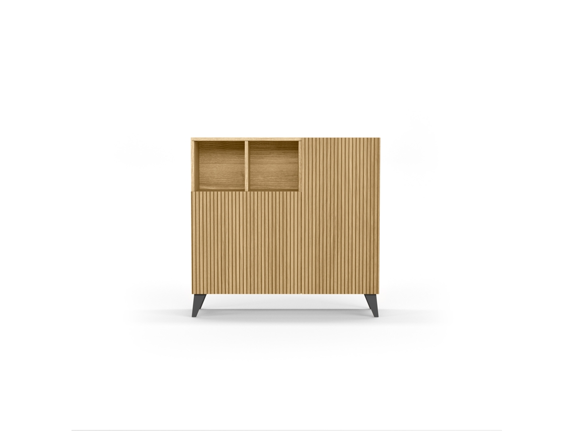 Mueble zapatero/armario HERDASA Moss roble dorado puertas vallado patas gris grafito 87 x 90 x 27 cm
