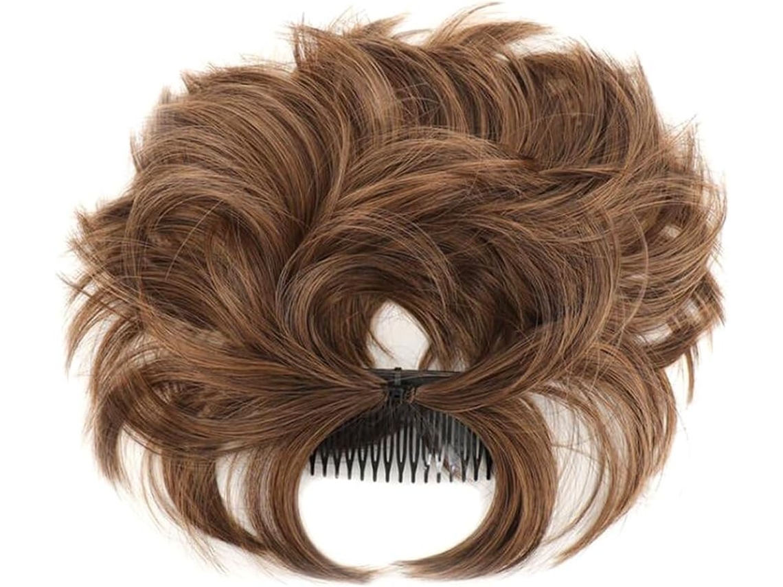 Peluca Con Peineta Lateral Y Moño Desordenado Para Mujer, Ajustable B