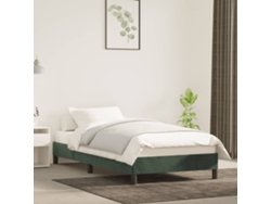 Estructura De Cama Sin Colchón Terciopelo Verde Oscuro 90x190cm