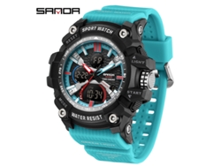 Reloj MDUG moderno y multifuncional con alarma, acabado luminoso, resistente al agua y a los golpes (negro/naranja).