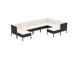 Maison Exclusive - Set Muebles De Jardín 9 Pzas Y Cojines Ratán Sintético Negro