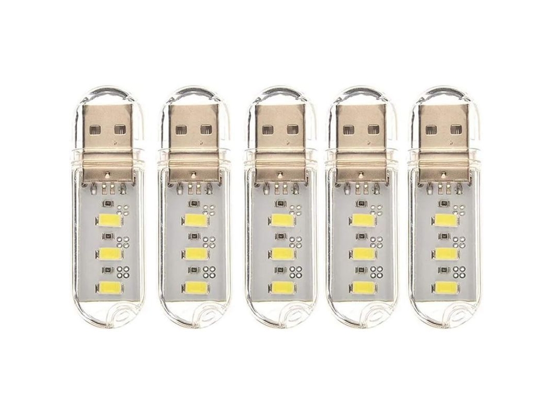2026-5pcs Luz De Noche Usb Portátil Mini 5v 3leds Para Escritorio Lectura Luz Blanca Cálida Clase Energética A+