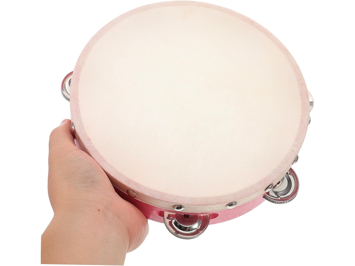Pandereta De 9 Pulgadas Instrumento De Percusión De Madera Pandereta De Mano Adecuada Para Fiestas En La Iglesia (Roja) CUICH