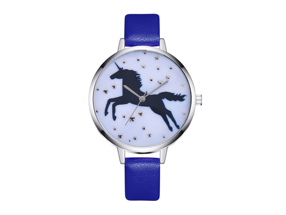 Reloj De Pulsera Analógico De Cuarzo Sencillo E Informal Para Mujer Con Correa De Pu Azul.
